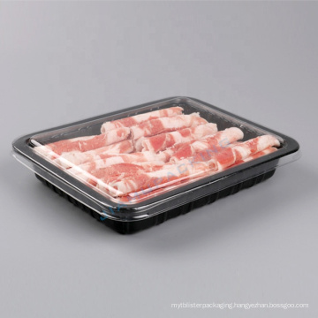 Hot sale rectangular clear or black meat vegetable fruit disposable plastic tray packaging in supermarket